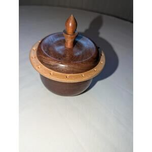 Vintage Turned Wood Bowl With Lid